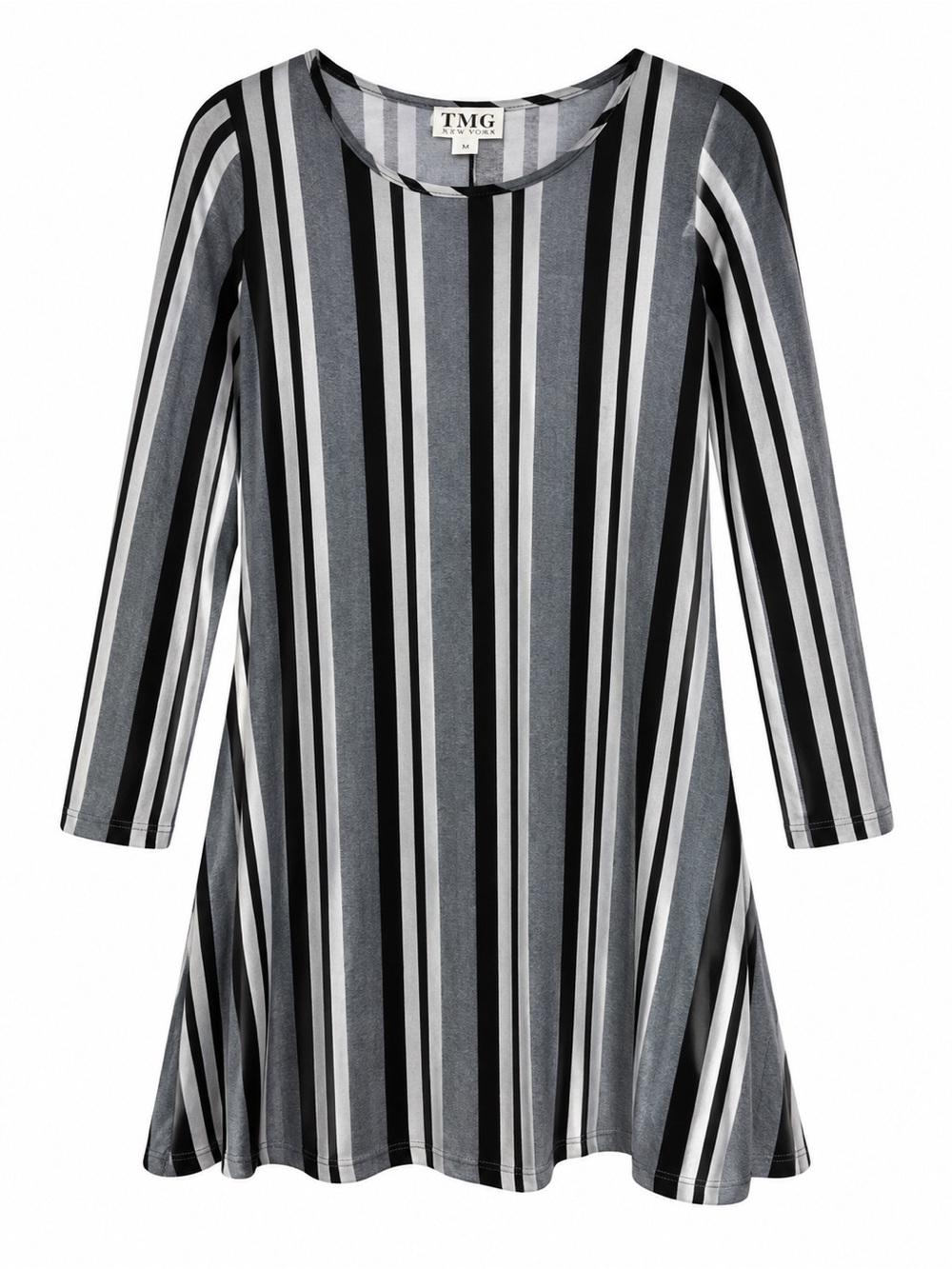 TMG New York Swing Tunic Top Medium Striped Longline A Line Made USA